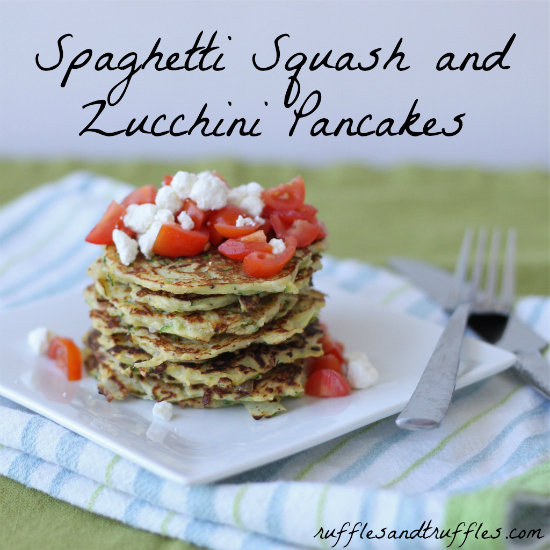 Spaghetti squash and zucchini pancakes