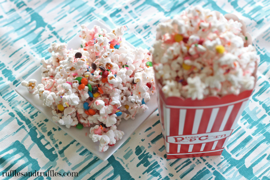 party popcorn with chocolate and sprinkles