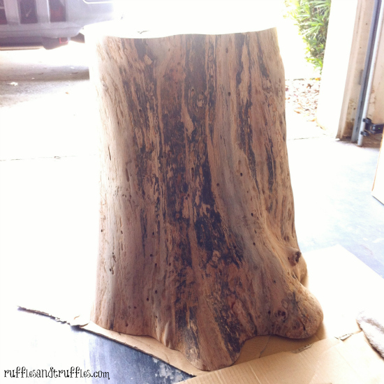 sanded tree stump table