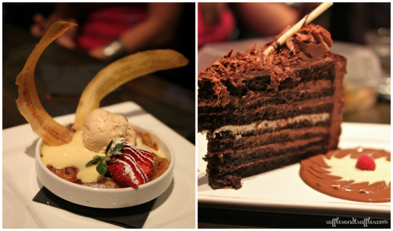 Besa Grill Sweet Plantain Bread Pudding and Seven Sins Cake
