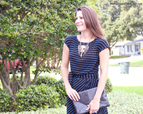 blue striped dress for a night out
