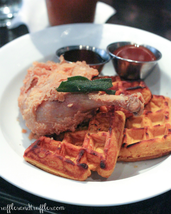 Piquant duck and waffles