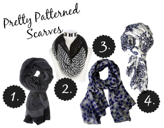 Neutral patterned scarves