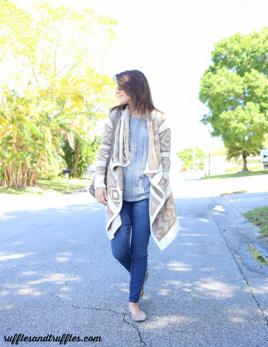 draped sweater outfit