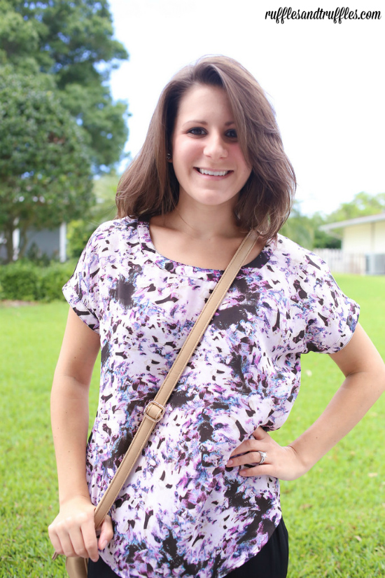 floral print top outfit detail