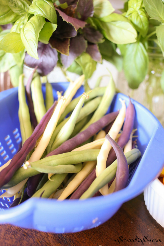 purple green and yellow beans