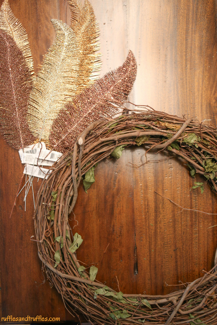 DIY Fall Feather Wreath materials