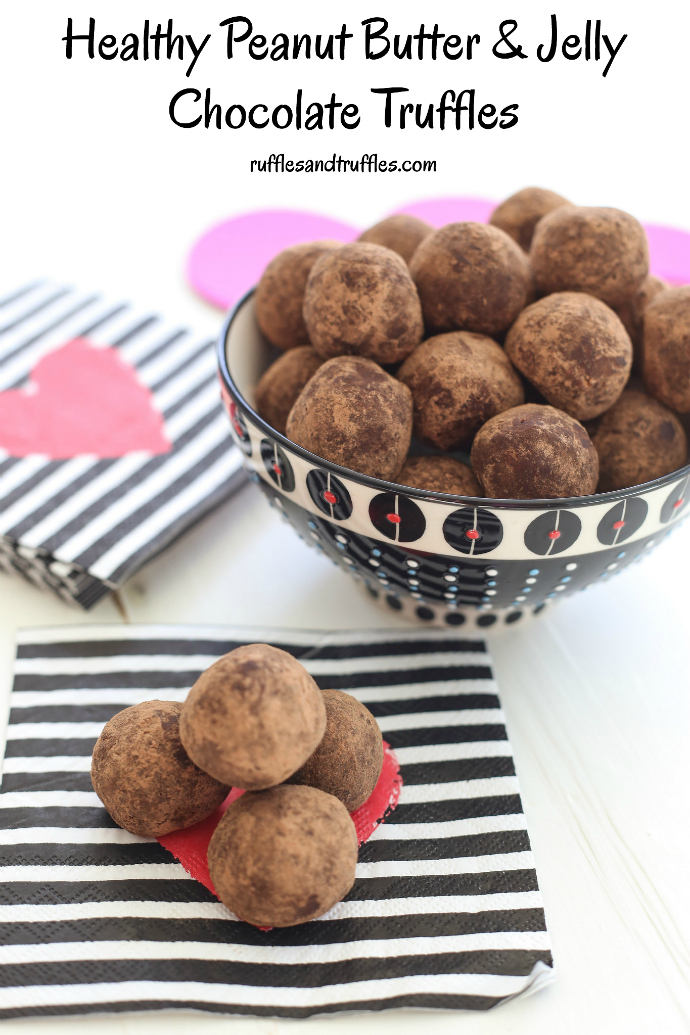 Healthy peanut butter and jelly chocolate truffles