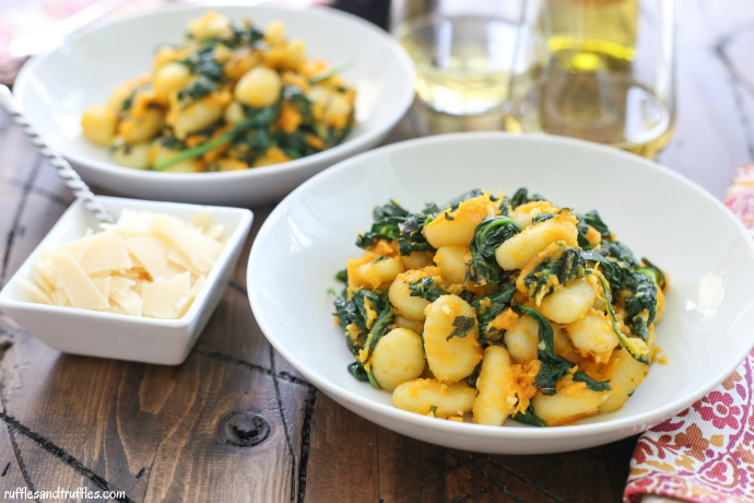 Gnocchi with butternut squash and spinach recipe