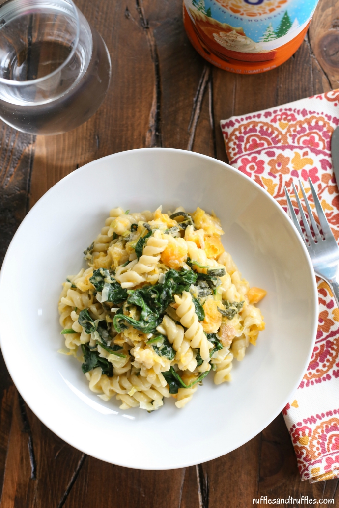 Pumpkin Spiced Pasta with Butternut Squash and Spinach