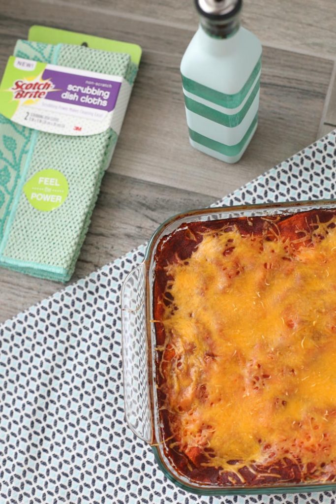 DIY dish soap dispenser, plus a layered enchilada casserole! Helpful