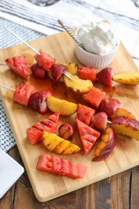 Grilled Fruit Kabobs with fresh whipped cream
