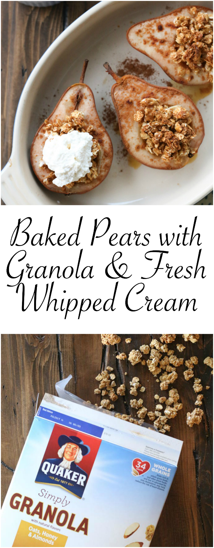 Baked Pears with Granola and Fresh Whipped Cream