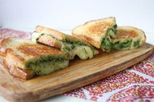 Arugula Basil Pesto Grilled Cheese