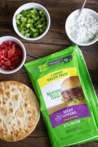 Greek inspired veggie burger pita sandwiches