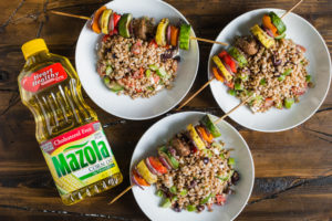 Farro Pasta Salad with Grilled Vegetable Skewers